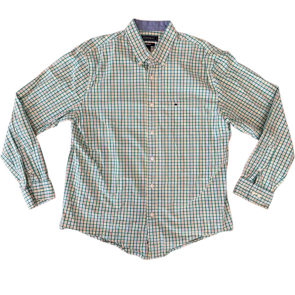Crown & Ivy Mens Classic Fit Button Down Shirt Bundle Large Casual Work Wear 2pk - Picture 3 of 10